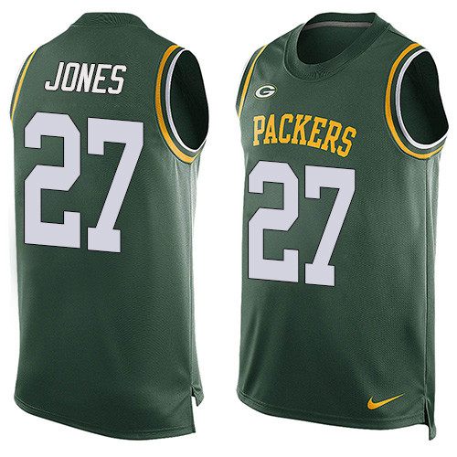 Nike Packers #27 Josh Jones Green Team Color Men's Stitched NFL Limited Tank Top Jersey - Click Image to Close